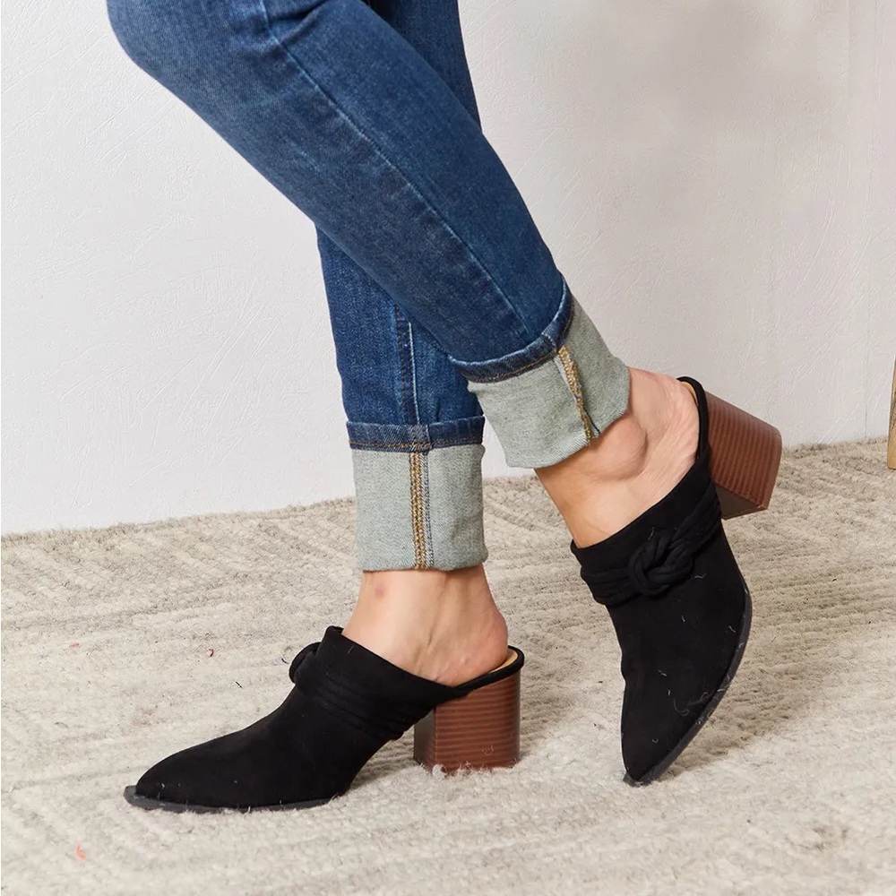 NEW**-East Lion Corp Pointed-Toe Braided Trim Mules OFFERS WELCOME